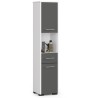 Colonne meuble étagère de salle de bain 2 portes 1 tiroirs 140x30X30 cm Gris