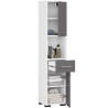 Colonne meuble étagère de salle de bain 2 portes 1 tiroirs 140x30X30 cm Gris