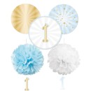 First Birthday Blue Ombre hanging decoration set of 5