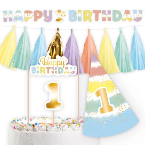 Baby Rainbow 1st Birthday Decoration Set 4 Pieces