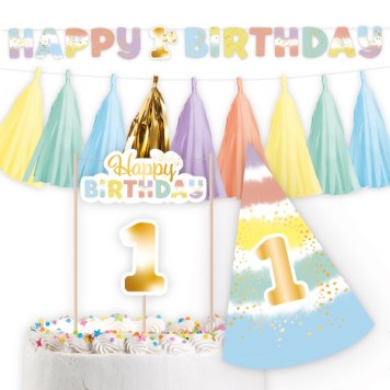 Baby Rainbow 1st Birthday Decoration Set 4 Pieces