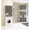 Colonne meuble étagère de salle de bain 2 portes 1 tiroirs 140x30X30 cm Gris