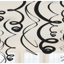 Colour Black Black ribbon decoration set of 12 pieces