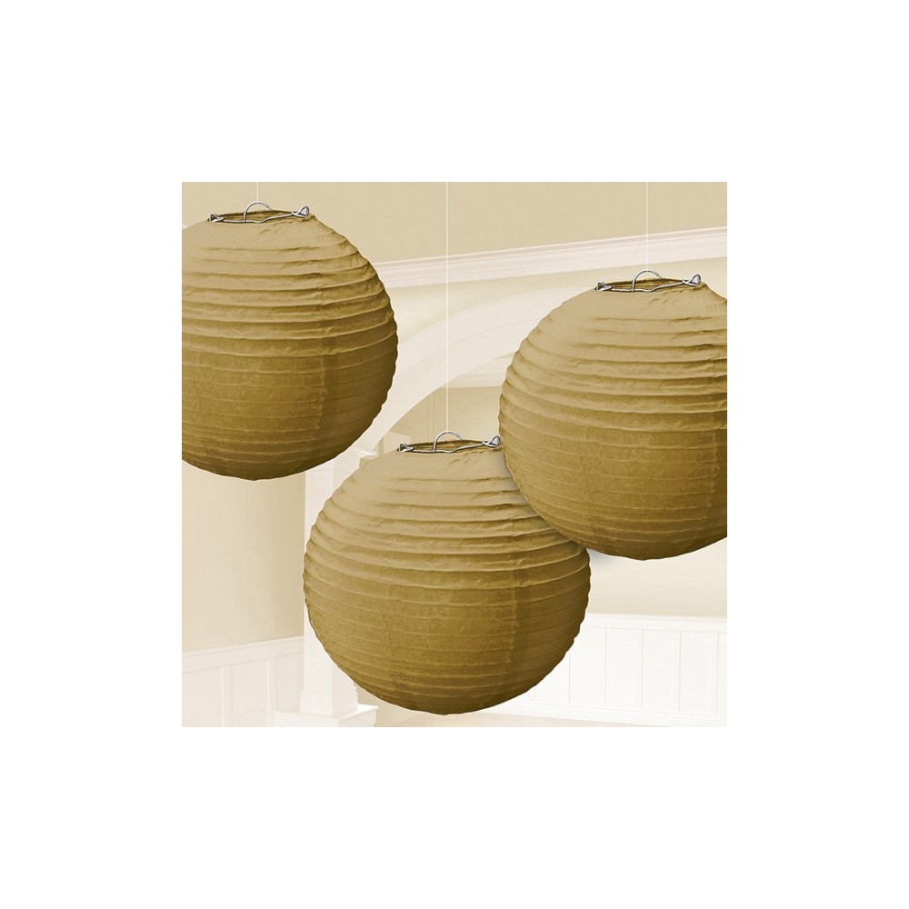Colour Gold, Golden lantern 3-piece set 24 cm
