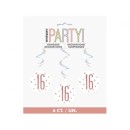 Happy Birthday 16 Holographic ribbon decoration 6 pieces set