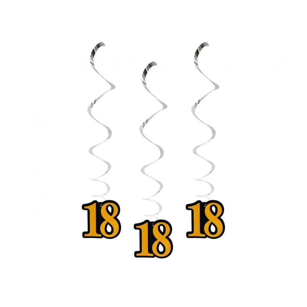 Happy Birthday B&C Happy Birthday 18 Ribbon Decoration Set of 3