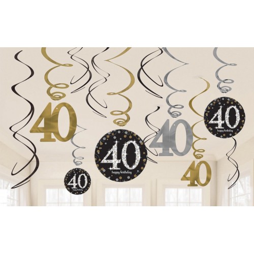 Happy Birthday Happy Birthday Gold 40 Ribbon Decoration 12-piece set