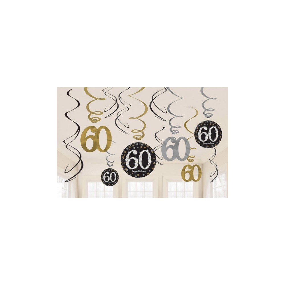 Happy Birthday Happy Birthday Gold 60 Ribbon Decoration 12-piece Set