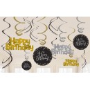 Happy Birthday Gold Happy Birthday Ribbon Decoration 12-piece Set