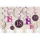 Happy Birthday Pink Happy Birthday 18 ribbon decoration 12-piece set