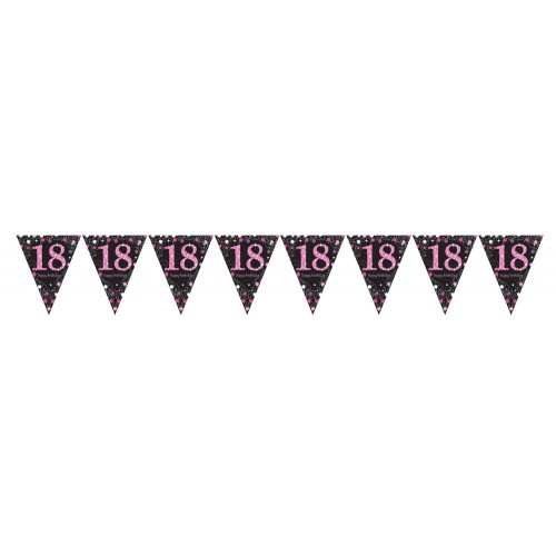 Happy Birthday Happy Birthday Pink 18 Banner Garland 3.96 m