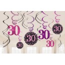 Happy Birthday Pink Happy Birthday 30 Ribbon Decoration 12 Piece Set