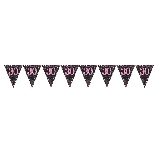 Happy Birthday Happy Birthday Pink 30 Flag Banner 3.96 m