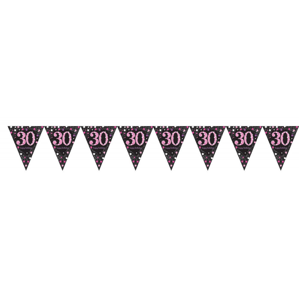 Happy Birthday Happy Birthday Pink 30 Flag Banner 3.96 m