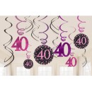 Happy Birthday Pink Happy Birthday 40 ribbon decoration 12-piece set