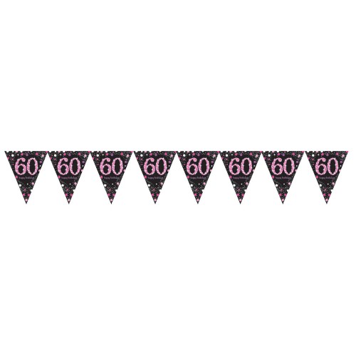 Happy Birthday Happy Birthday Pink 60 Flag Banner 3.96 m