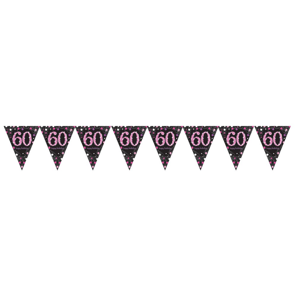 Happy Birthday Happy Birthday Pink 60 Flag Banner 3.96 m