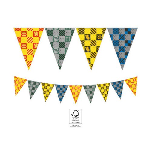 Harry Potter Hogwarts Houses flag garland FSC 2.3 m