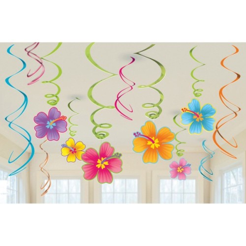Summer Hawaiian Hawaiian Party Ribbon Decoration Set of 12