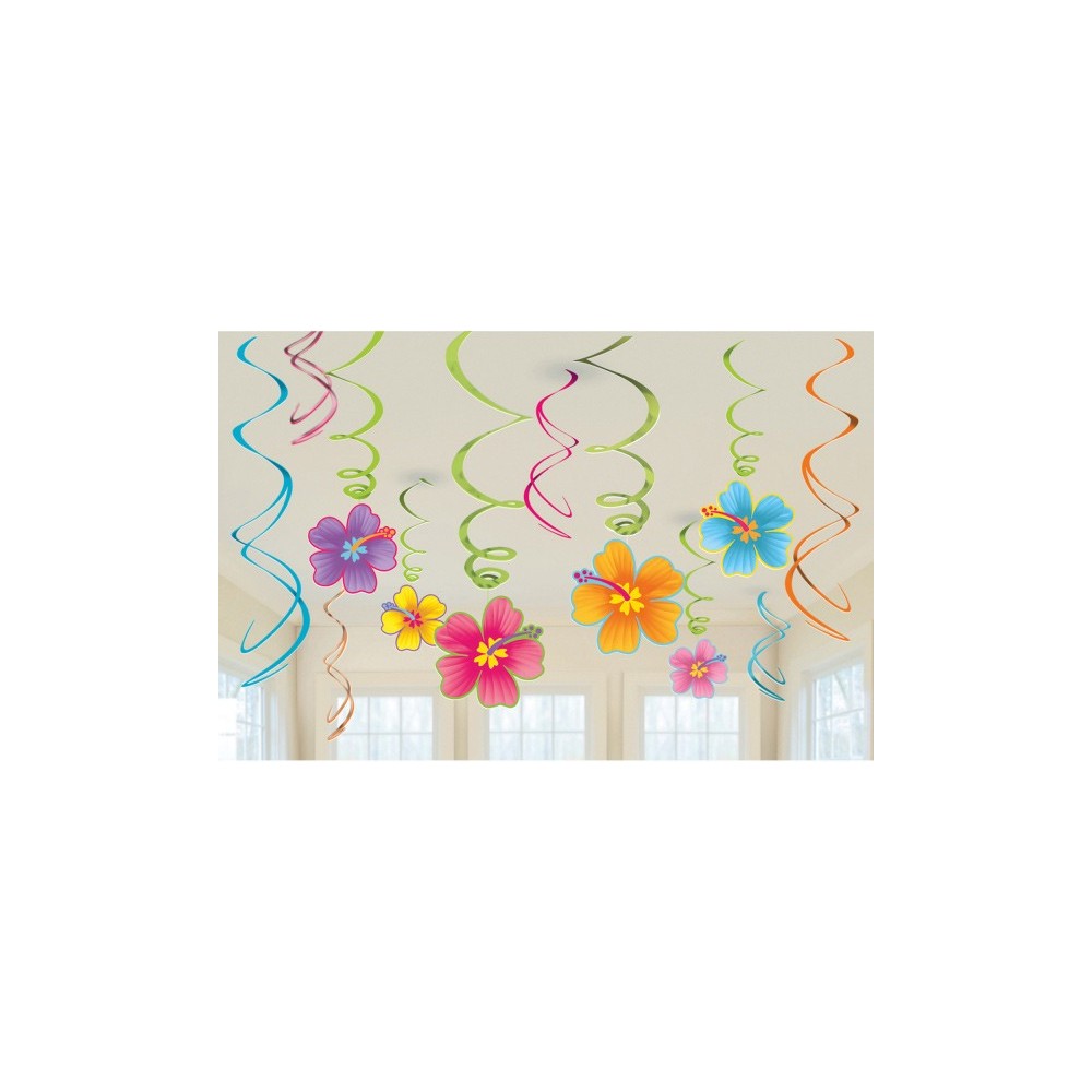 Summer Hawaiian Hawaiian Party Ribbon Decoration Set of 12