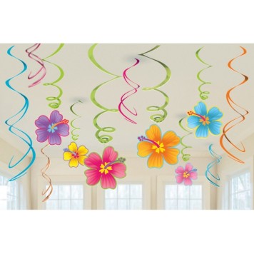 Summer Hawaiian Hawaiian Party Ribbon Decoration Set of 12