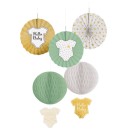 Baby Gold Hello hanging decoration, set of 5