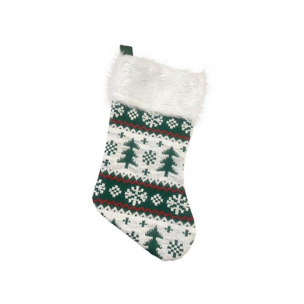 Christmas Trees wooden fireplace stocking, boot 41 cm