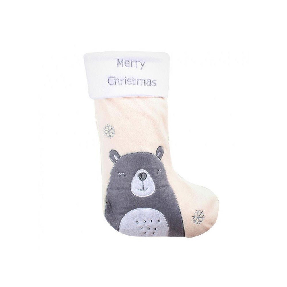 Christmas Bear i fireplace stocking, boot 42 cm