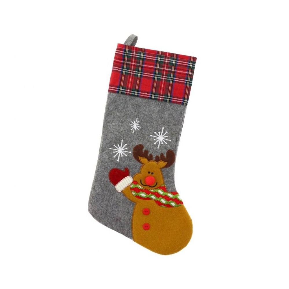 Christmas Reindeer i fireplace stocking, boot 51 cm