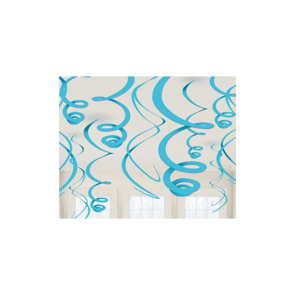 Colour Caribbean Blue ribbon decoration set of 12