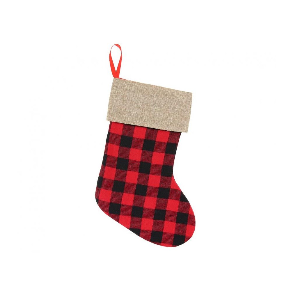 Christmas Chequered Chequered fireplace stocking, boot 40.5 cm