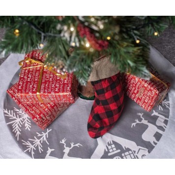 Christmas Chequered Chequered fireplace stocking, boot 40.5 cm