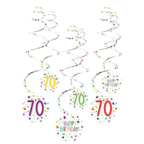 Happy Birthday Confetti Happy Birthday 70 Decorative Ribbon Set 6 pcs