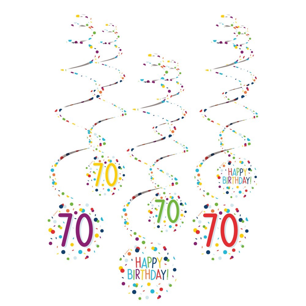 Happy Birthday Confetti Happy Birthday 70 Decorative Ribbon Set 6 pcs