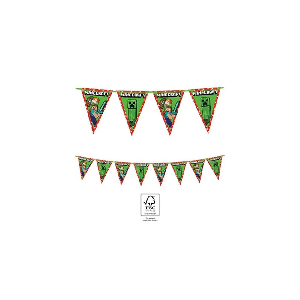 Minecraft Green flag garland FSC 2.3 m