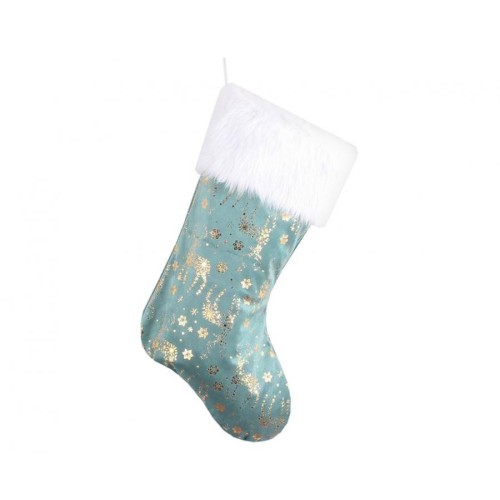 Christmas Frosty Blue Reindeer fireplace stocking, boot 49 cm