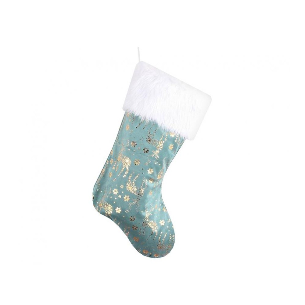 Christmas Frosty Blue Reindeer fireplace stocking, boot 49 cm