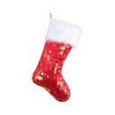 Christmas Red Reindeer Stocking with Fireplace, Boot 49 cm