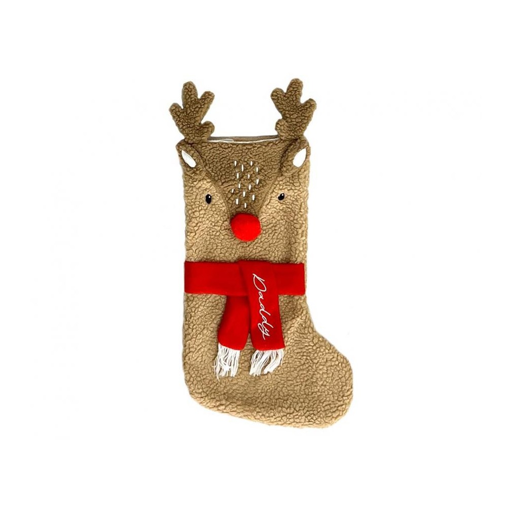 Christmas Red Nose Reindeer stocking for fireplace, boot 53 cm