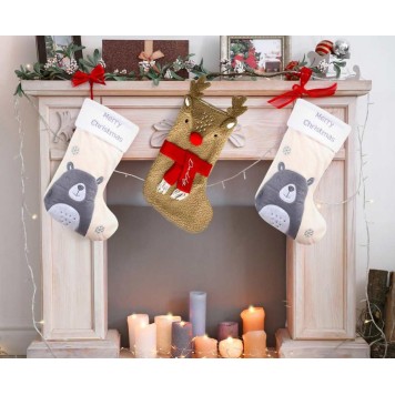 Christmas Red Nose Reindeer stocking for fireplace, boot 53 cm
