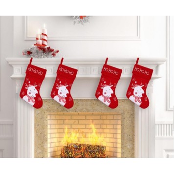 White Reindeer, Christmas Fireplace Stocking, Boot 45,5 cm