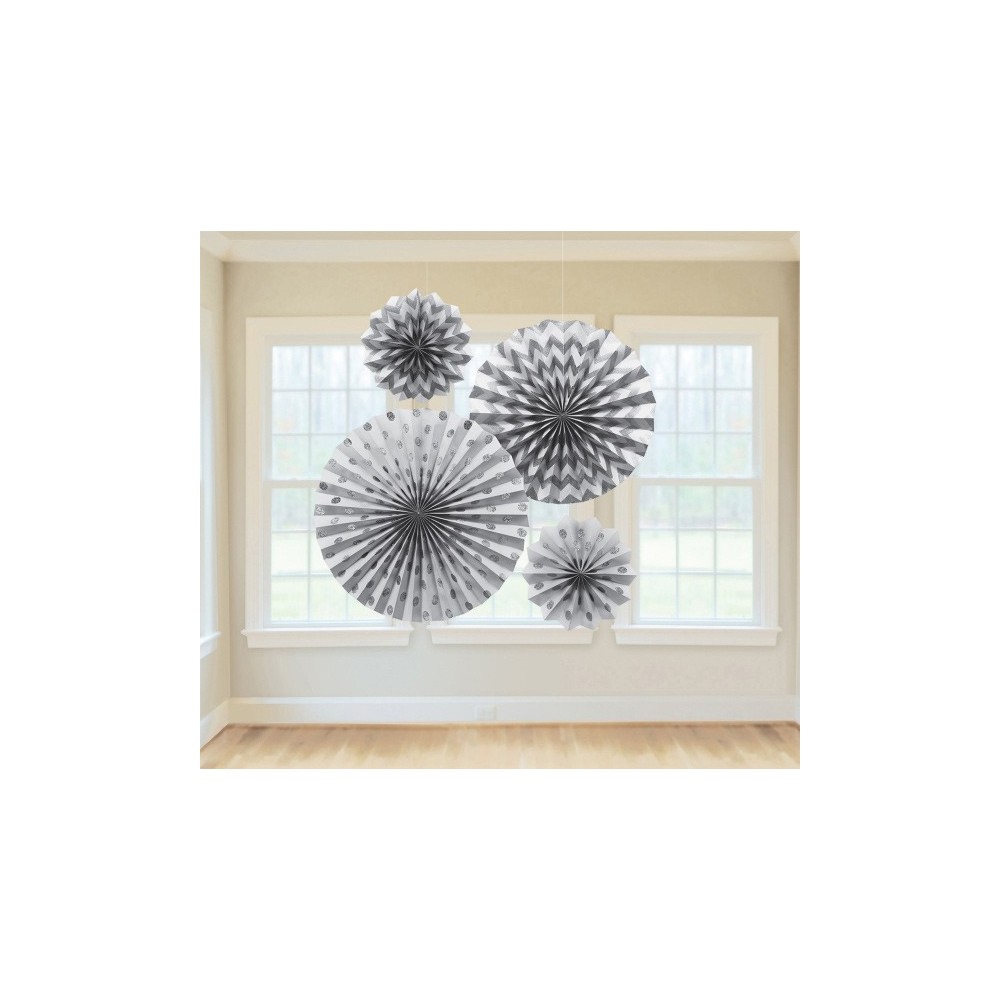 Colour Silver, Shimmering Hanging Decoration Set of 4