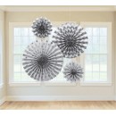 Colour Silver, Shimmering Hanging Decoration Set of 4