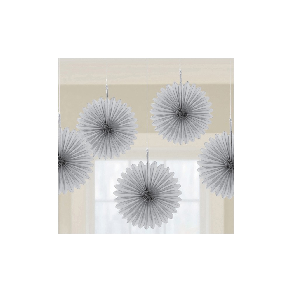 Colour Silver, Silver mini hanging decoration set of 5