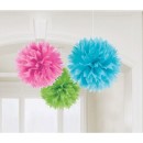 Colour Multicolour hanging pom pom decoration set of 3