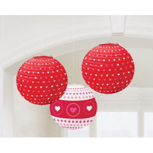 Love Heart paper lantern set of 3