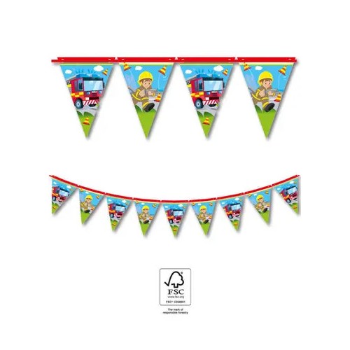 Fireman Rescue flag garland FSC 2.3 m