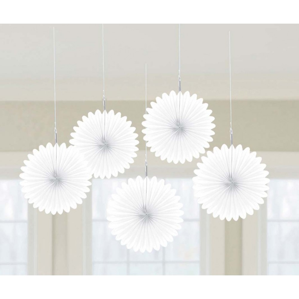 Colour White mini hanging decoration set of 5