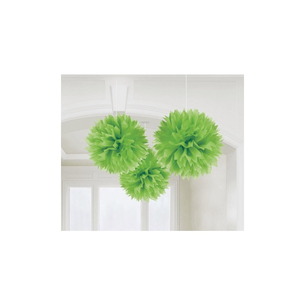 Colour Kiwi Green Green hanging pom pom decoration, pack of 3