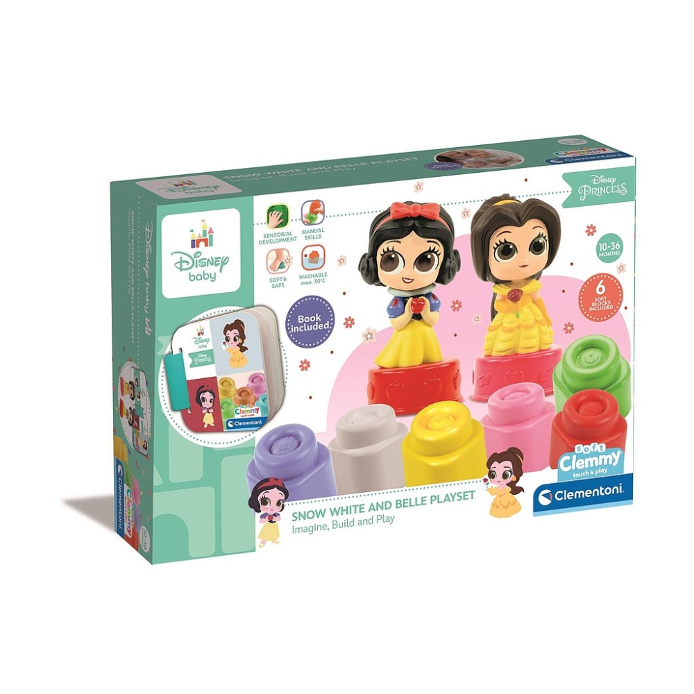 Disney Princess Clemmy Snow White and Belle block set with book Clementoni